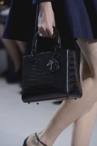 Dior Lady Dior Black Patent Croc Bag - Spring 2013