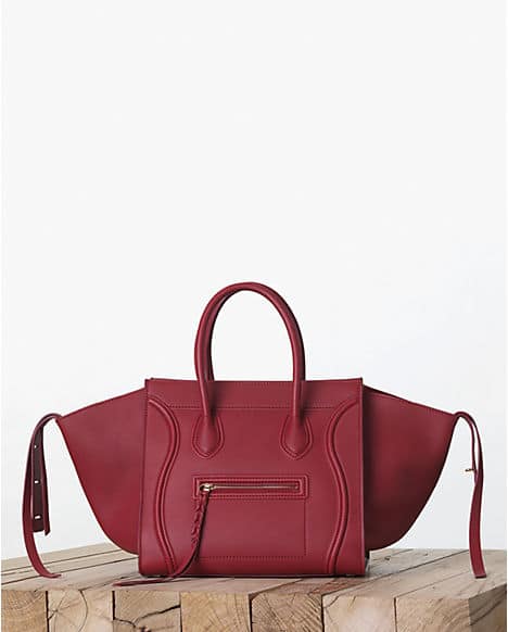 celine red leather handbag edge  