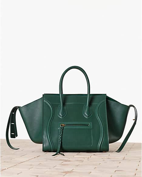 celine green leather handbag cabas phantom  