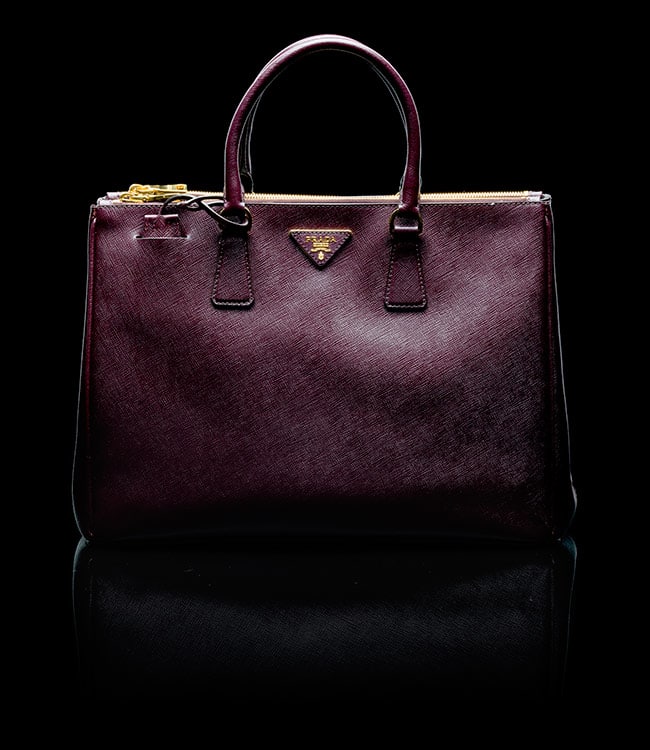 prada galleria bag black+fuchsia  