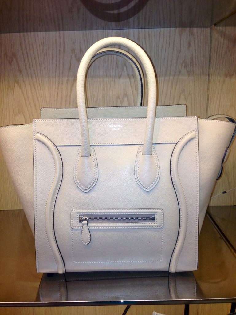 celine white handbag  