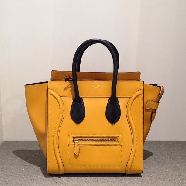 celine yellow leather handbag luggage  