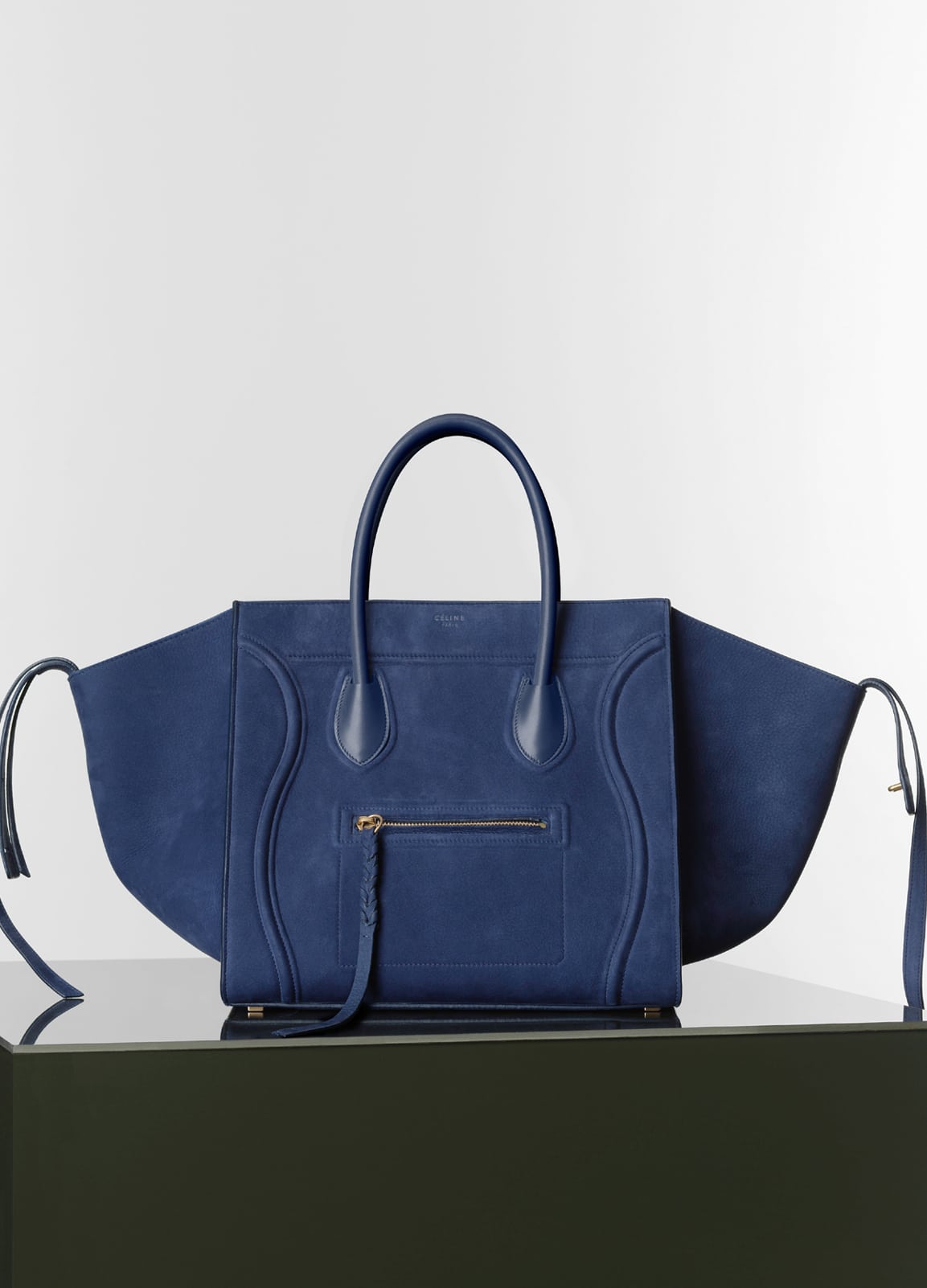 celine blue suede bag  