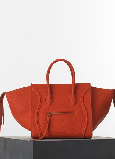 celine red leather handbag luggage phantom  