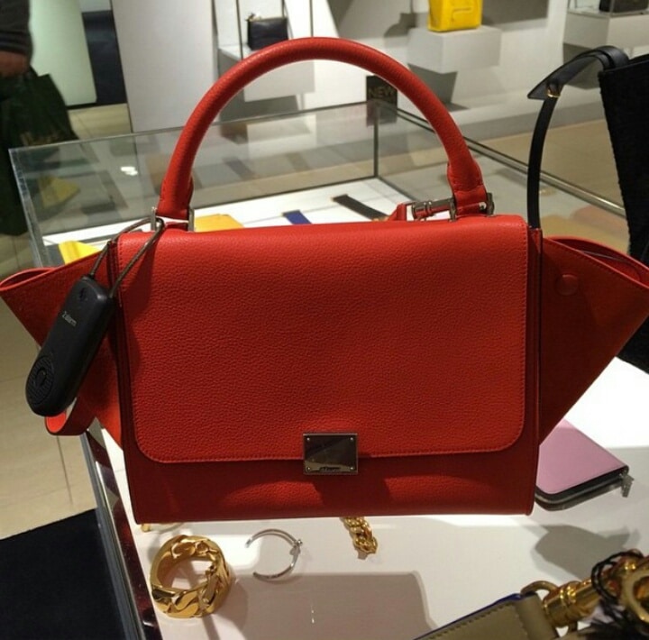 celine red suede bag  