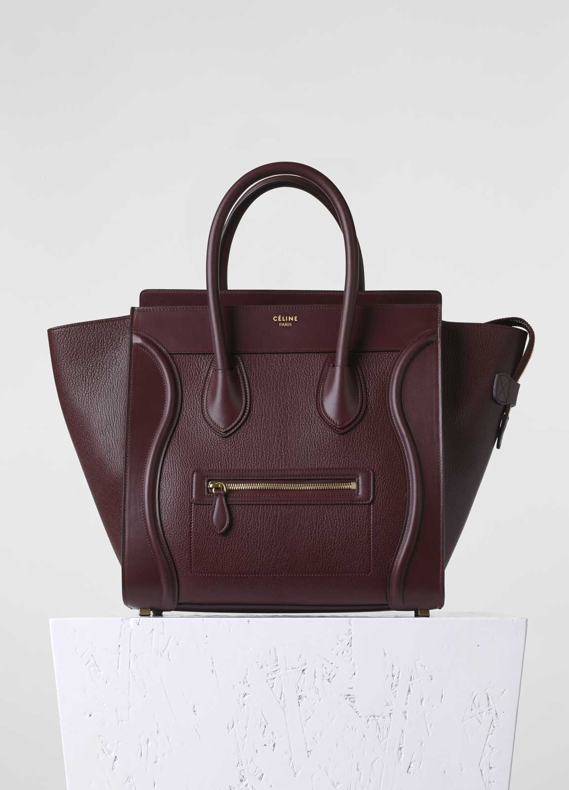 celine burgundy leather handbag cabas  