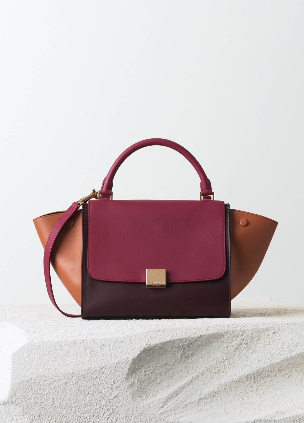 celine burgundy leather handbag trapeze