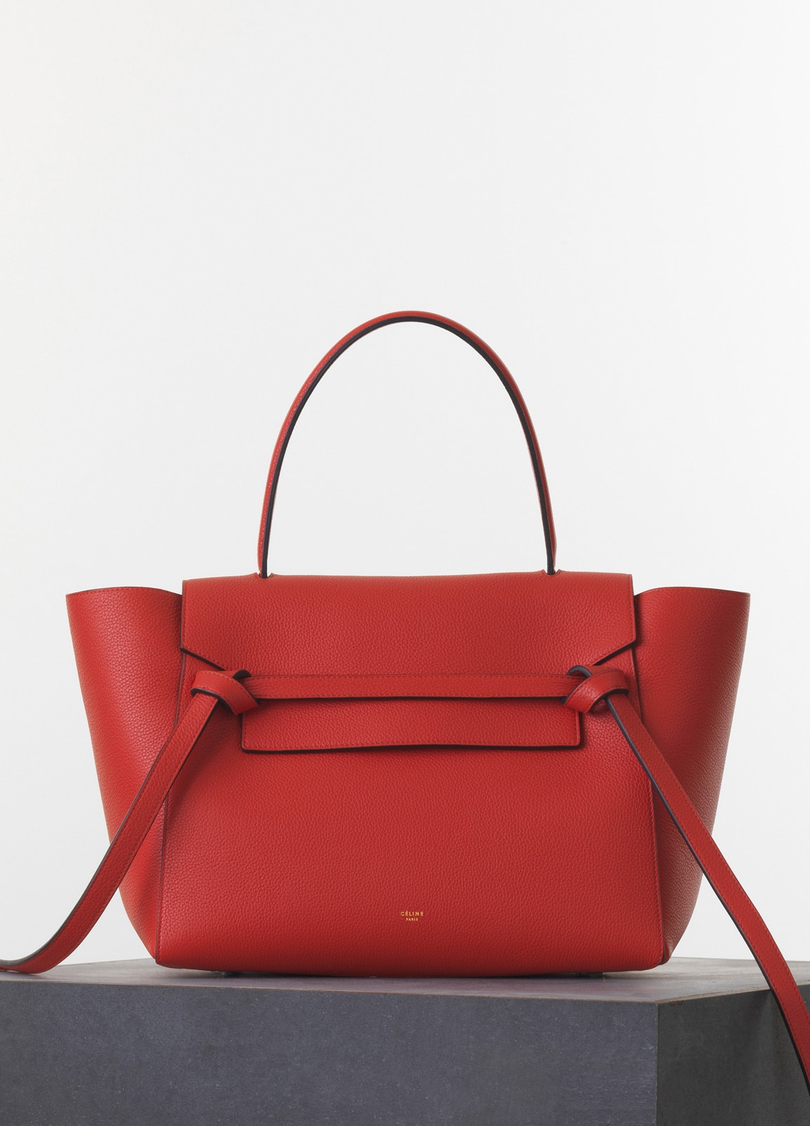 celine red leather handbag belt  