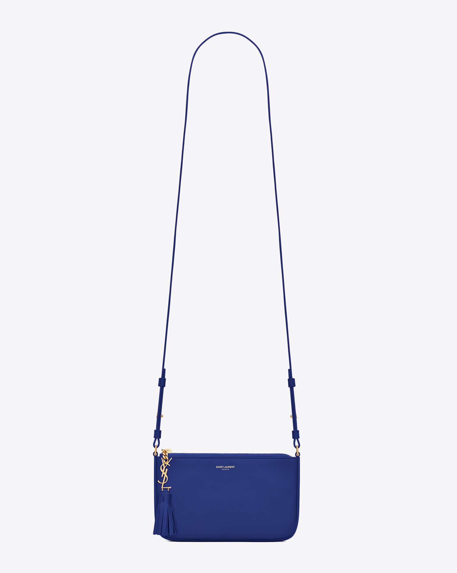 Monogram Saint Laurent Crossbody Phone Pouch In Ultramarine Leather