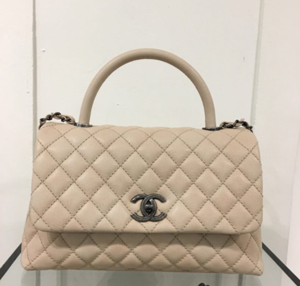 beige chanel coco handle mini