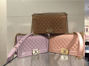 Chanel Dark Beige/Light Purple/Light Pink Iridescent Calfskin Boy Bags