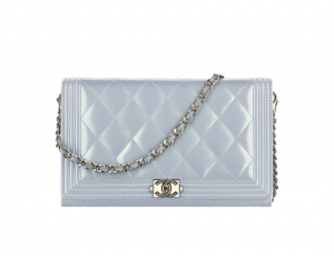 Chanel Light Blue Iridescent Calfskin Boy Wallet On Chain Bag