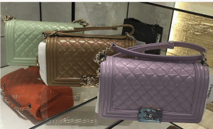 Chanel Light Green/Dark Beige/Light Purple Iridescent Calfskin Boy Bags