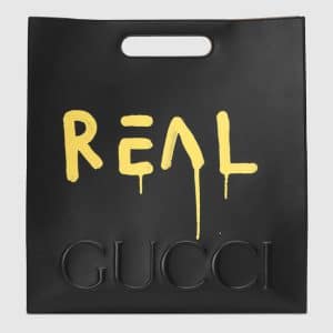 Gucci Black/Yellow GucciGhost Leather Tote Large Bag