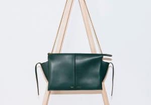 Celine Dark Green Clutch On Chain Tri-fold Shoulder Bag