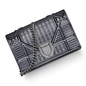 Dior Onyx Black Metallic Diorama Baby Pouch Bag
