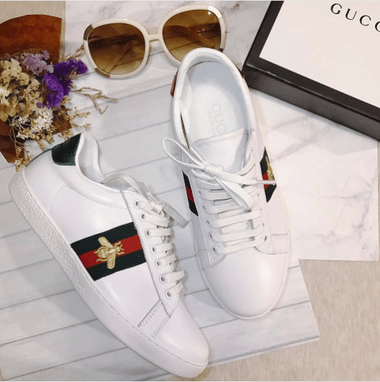 gucci bee white sneakers