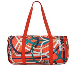 Hermes Orange Poppy/Fauve Airsilk Duffle 38 Bag
