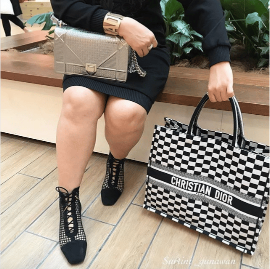 dior black and white checkered bag