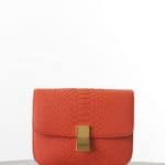 Celine Bright Orange Python Classic Box Medium Bag