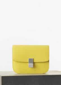 Celine Fluo Yellow Liege Calfskin Classic Box Medium Handbag