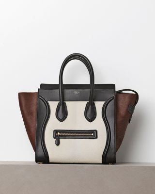 Celine Tri-Color Leather and Suede Mini Luggage Tote Bag