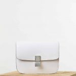 Celine White Spazzolato Calfskin Classic Box Medium Bag