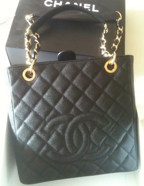 SOLD) genuine (almost-new) Chanel “PST” petite shopping tote