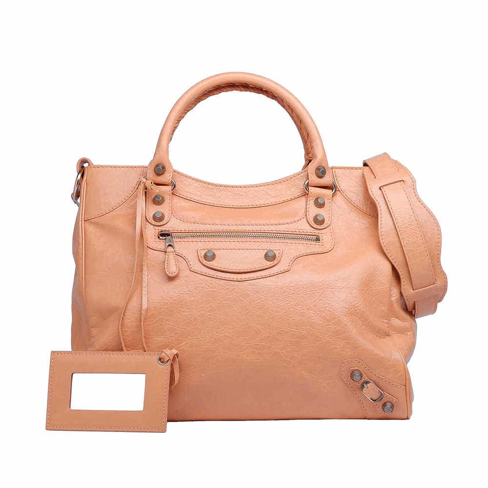 Balenciaga Rose Blush Lambskin Leather Motorcycle City Bag  Yoogis Closet