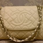 Chanel Beige Timeless Accordion Flap Large Bag 2011