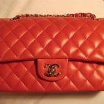 Chanel Bright Red Classic Flap Medium Bag 2005