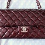 Chanel Burgundy Patent Classic Flap Medium Bag 2008