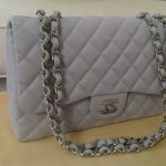 Chanel Grey Jersey Classic Flap Jumbo Bag 2009