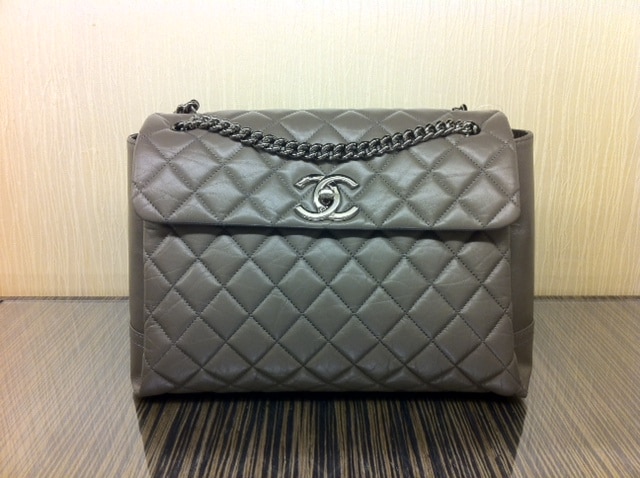 Chanel Gray Suede Stitch Flap Bag – The Closet