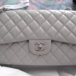 Chanel Light Grey Classic Flap Medium Bag 2011