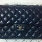 Chanel Navy Blue Classic Flap Jumbo Bag 2012