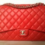 Chanel Orange Red Classic Flap Maxi Bag 2010
