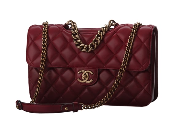 Chanel Perfect Edge Flap Burgundy with Silver Hardware Handbag in