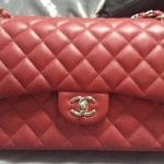 Chanel Red Classic Flap Jumbo Bag 2011