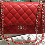 Chanel Red Classic Flap Jumbo Bag 2013