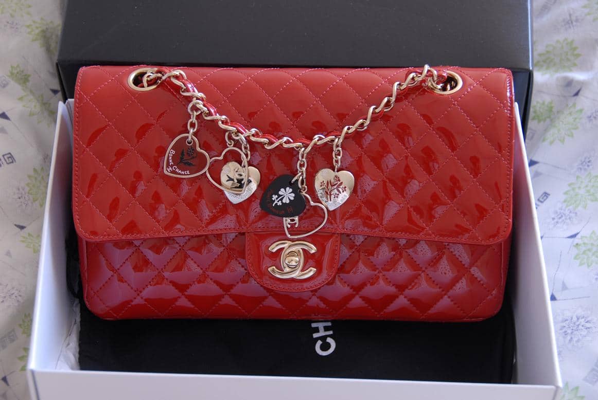Chanel Red Patent Valentine Classic Flap Bag 2010