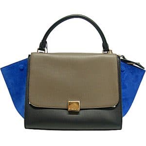Celine Trapeze Bag with Blue Suede wings and Grey Flap