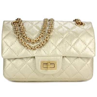 Chanel Mini Reissue 224 2.55 Flap White Aged Calfskin Antique Gold Har –  Madison Avenue Couture