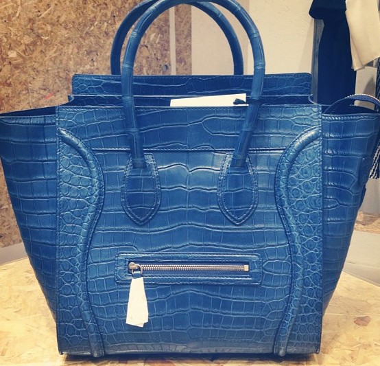 Celine Royal Blue Crocodile Mini Luggage Bag