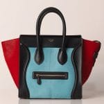 Celine Pony Tricolor Teal and Red Mini Luggage Bag - Summer 2013