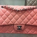Chanel Dark Pink Patent Classic Flap Medium Bag 2013