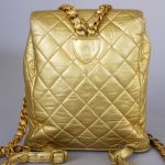 Chanel Vintage Gold Lambskin Backpack - back