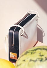Celine White Bicolor Side Lock Bag