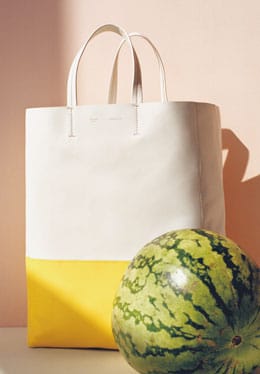 Celine White:Sun Bicolor Cabas Bag