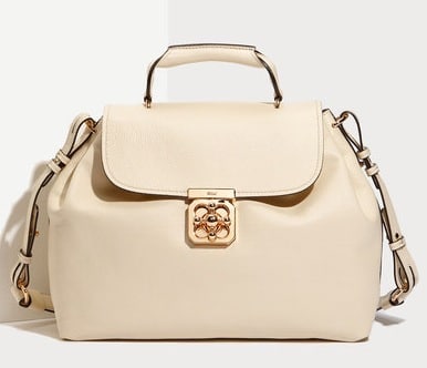 Chloe Beige Leather Small Square Elsie Chain Shoulder Bag